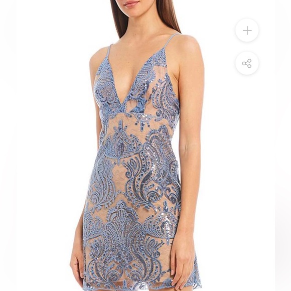 Free People Blue & Nude Sequin Mini Dress - Picture 14 of 16